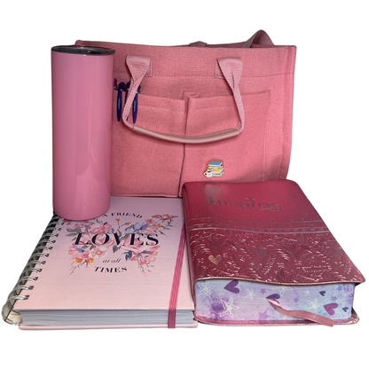 YOOLYCO Pink Tote Bible Set Deluxe, 6 in 1